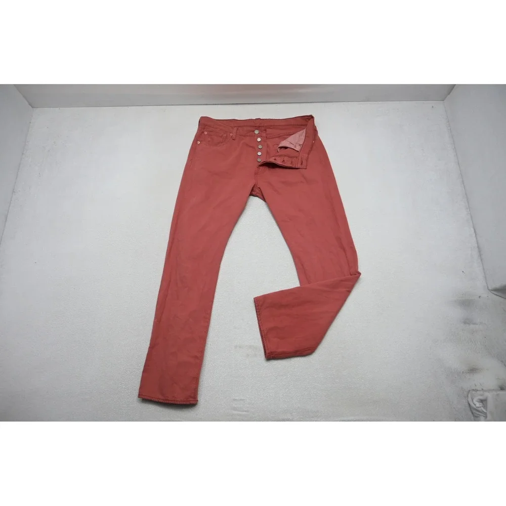 Levis 501 Original Fit Jeans Mens 34x30 Salmon Pink Red Button Fly Excellent